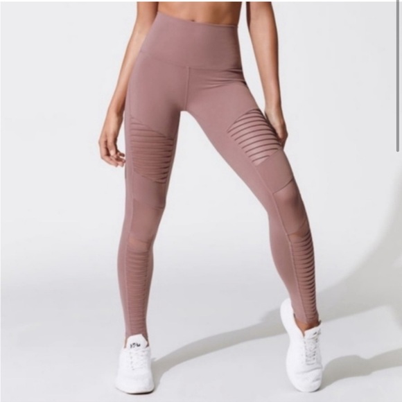 ALO Yoga Pants - Alo Yoga High Waist Moto Leggings | Dusty Rose / Mauve | Size S